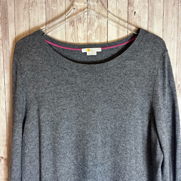 Boden Gray Wool-Blend Rainbow-Cuff Midi Sweater Dress - Picture 2 of 7